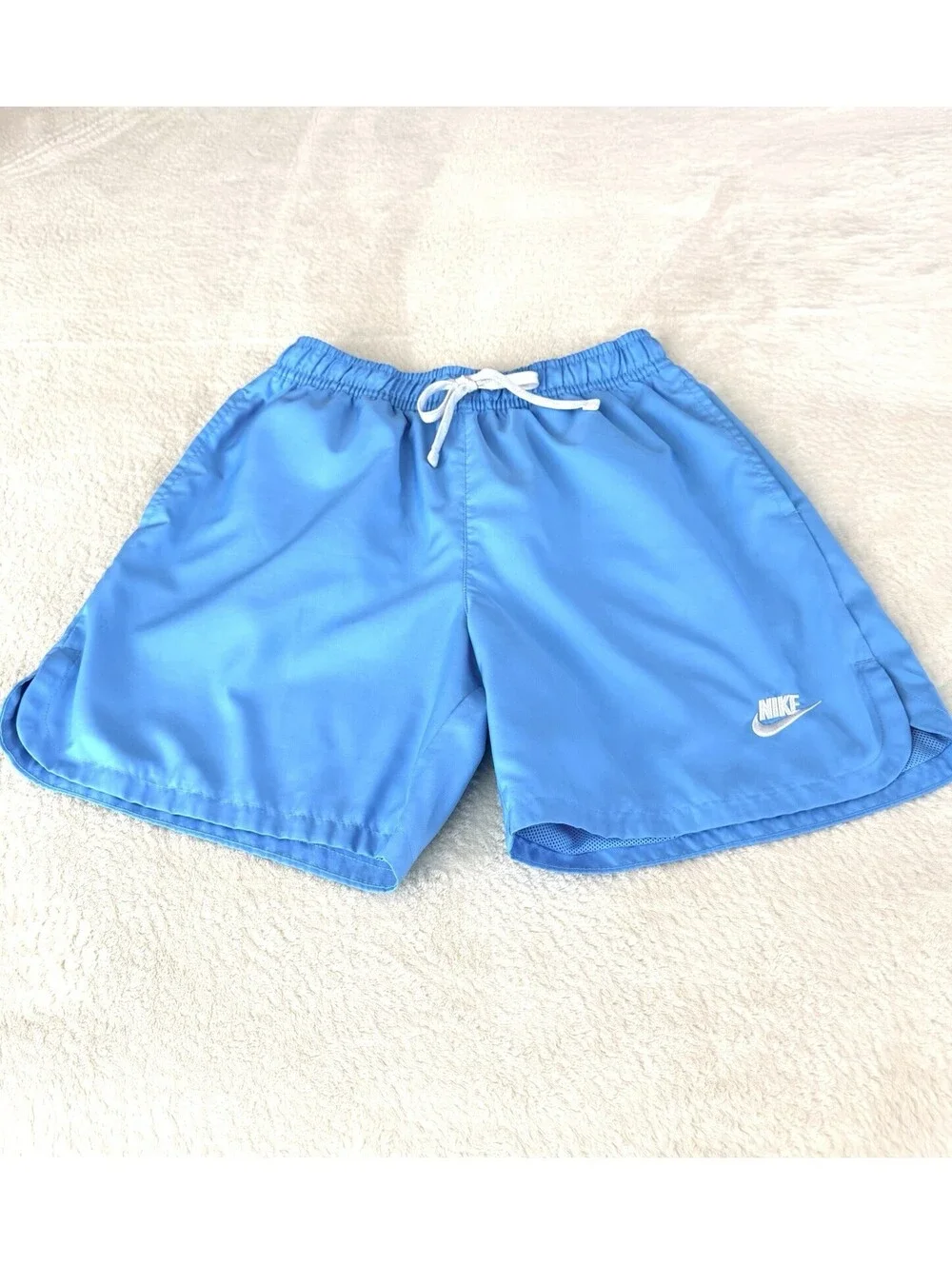 Nike Swim Trunks Mens S Blue Mesh Lined Drawstring Beach Board Shorts 16”